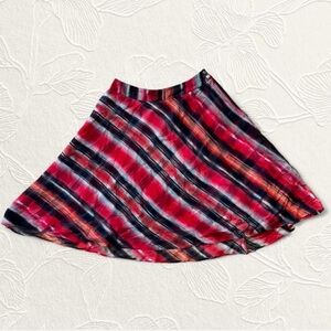 100% silk Jones New York Red and Black Plaid midi Skirt size XS